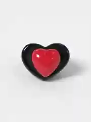 Черный кольцо акриловое "Сердце"