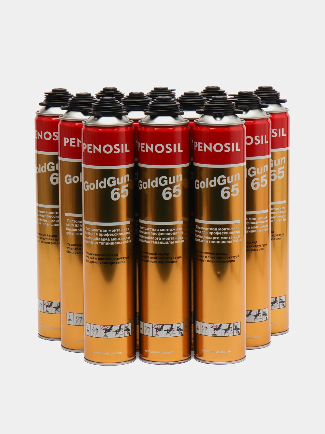 Пена монтажная PENOSIL GoldGun 65 / Лето / 875 мл / 5 шт и 12 шт