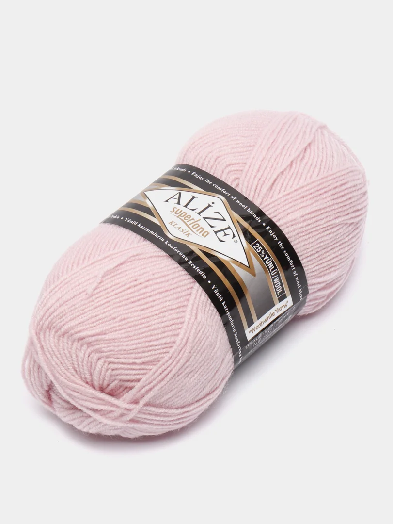 Конфетный пряжа Alize Superlana Klasik,  25% Шерсть 75% Акрил, 100 г, 280 м