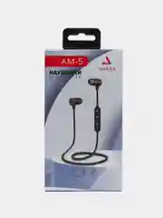 Черный магнитные беспроводные наушники Amfox AM-5, вакуумные, Bluetooth, с басом