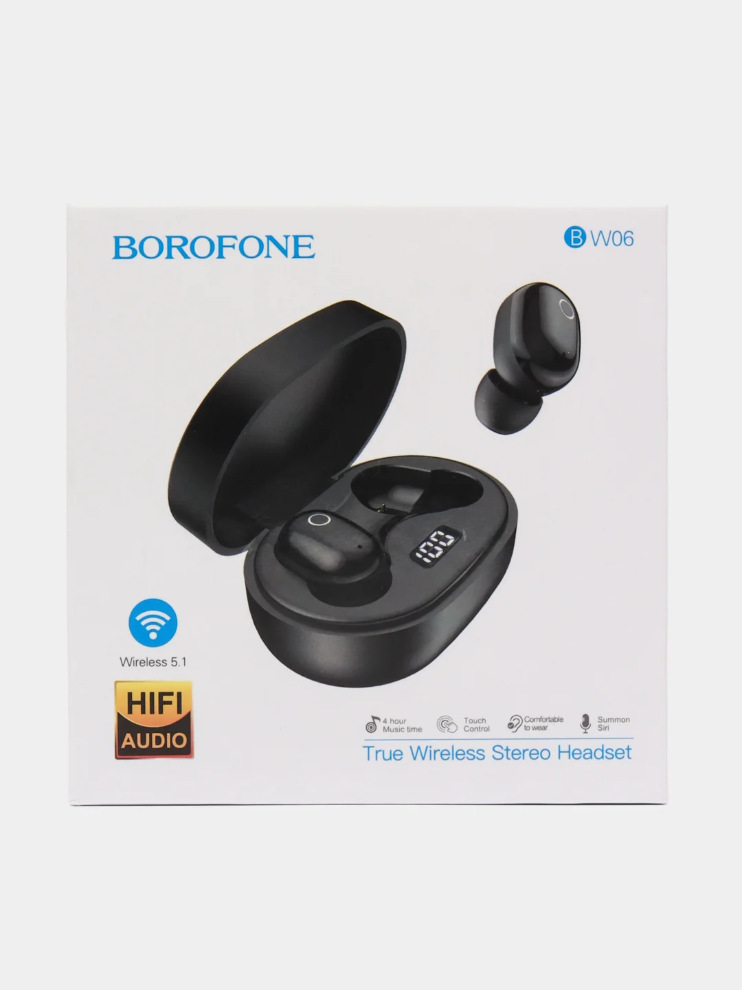 Черный беспроводные вакуумные bluetooth-наушники с микрофоном Borofone BW06