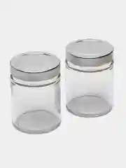 Серебряный банка с крышкой стеклянная для йогурта, свечей, сыпучих, специй, мёда, 2 штуки, по 250 мл