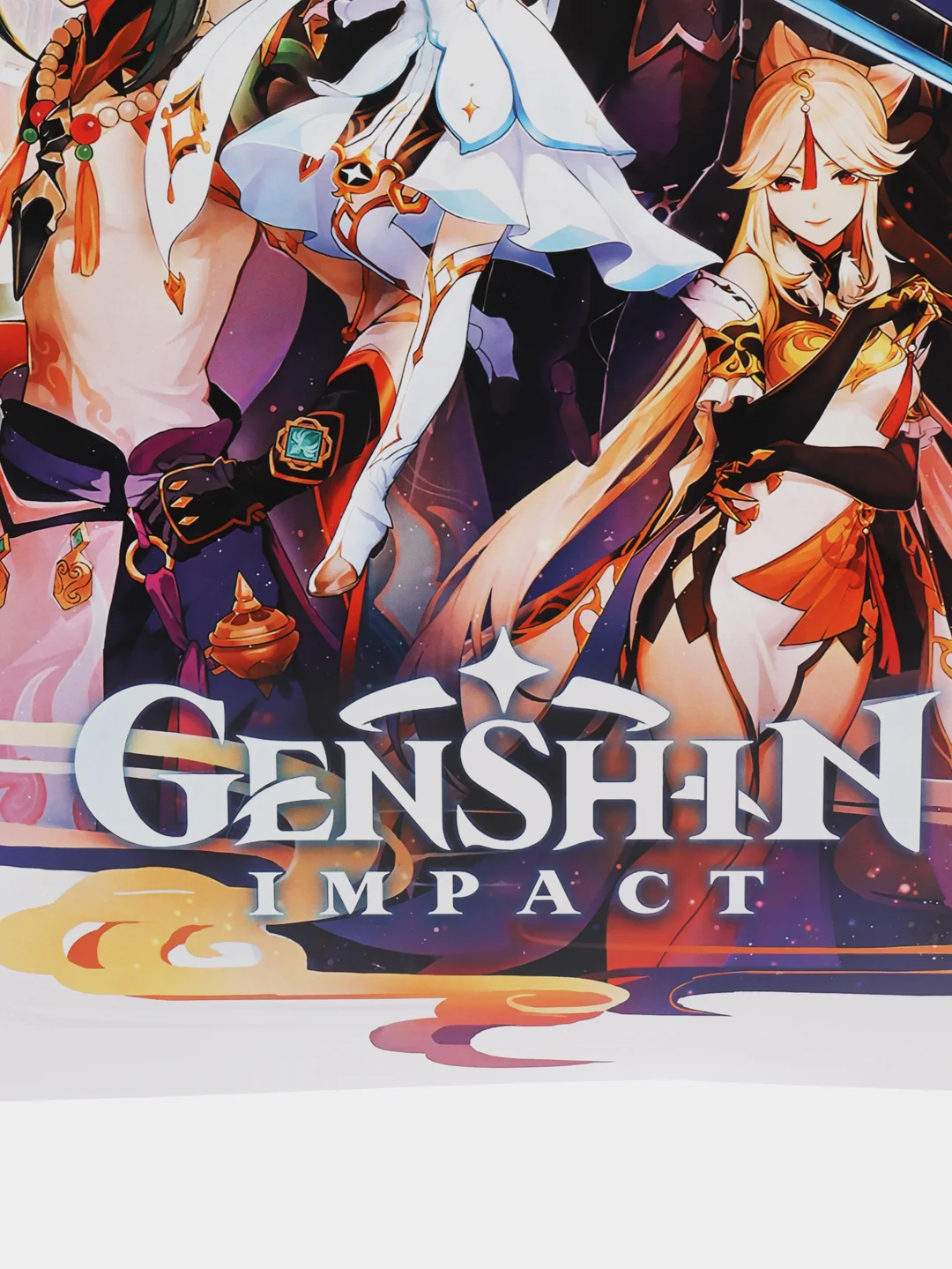 Оранжевый плакат Genshin Impact, Геншин импакт