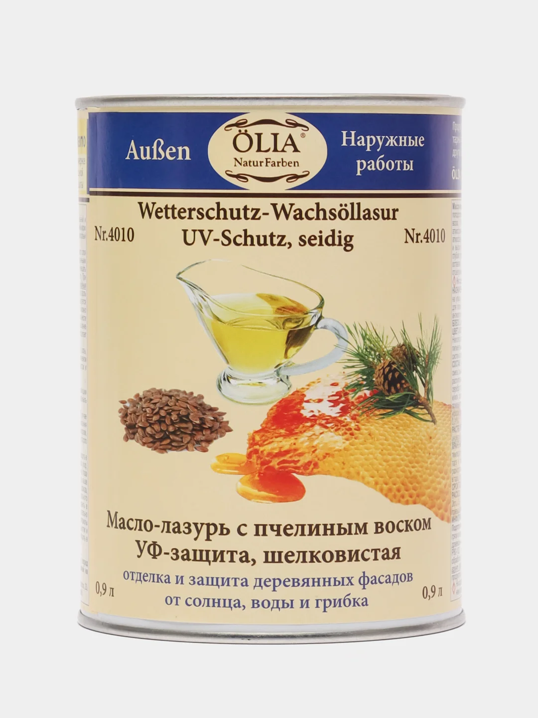 Масло-лазурь OLIA №4010 с пчелиным воском для отделки фасадов, УФ - защита