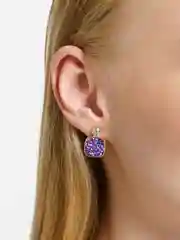 Фиолетовый серьги со стразами,  гвоздики