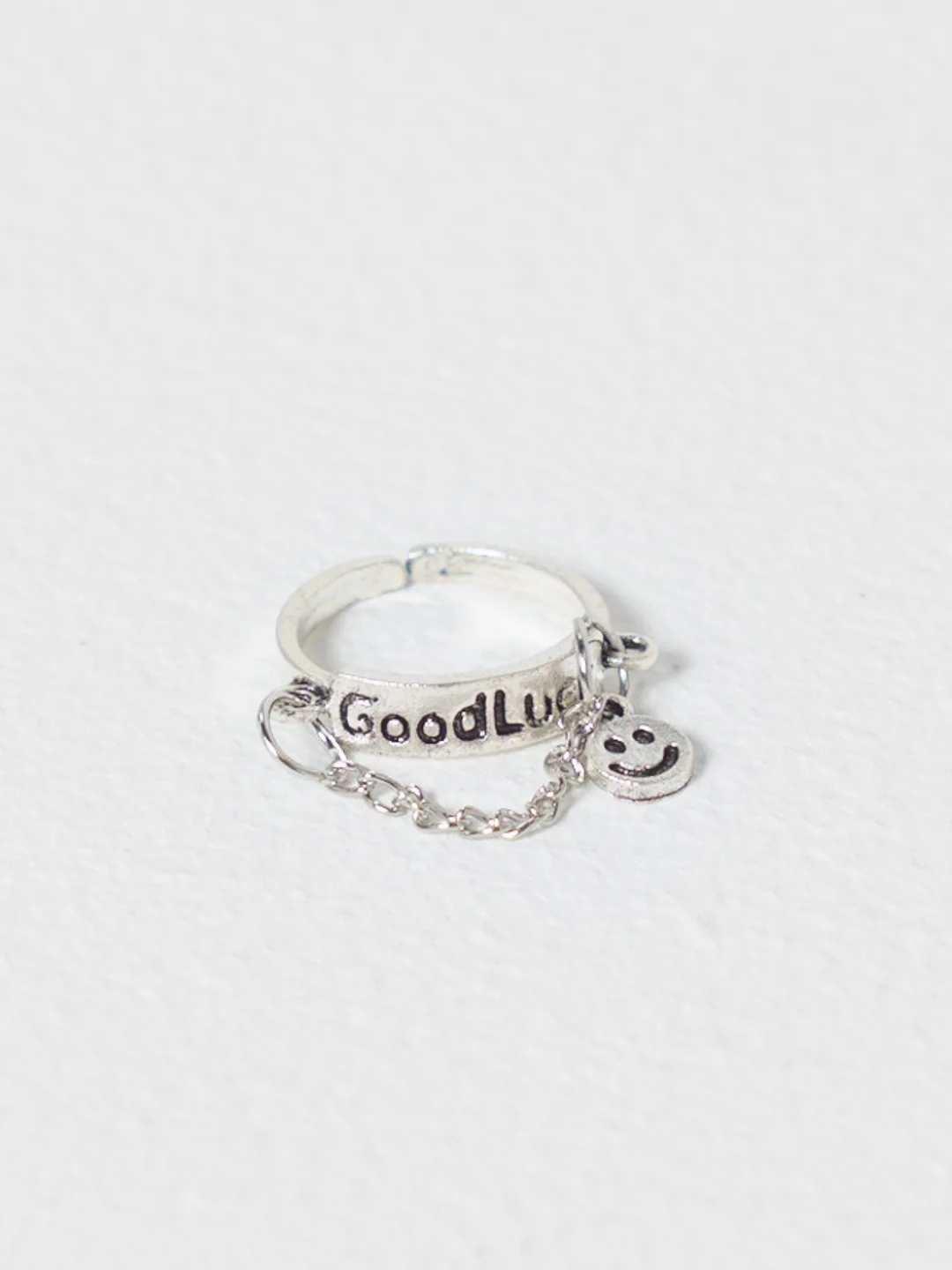 Серый меланж кольцо Good Luck, регулируемое