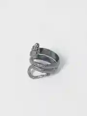 Серый меланж массивное фаланговое кольцо со змеей унисекс/Стальное кольцо "Змея" с регулировкой размера