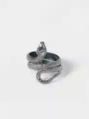 Серый меланж массивное фаланговое кольцо со змеей унисекс/Стальное кольцо "Змея" с регулировкой размера