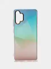 Бирюзовый чехол Samsung Galaxy A32, Самсунг Галакси А32 твердый, прозрачный, с рисунком