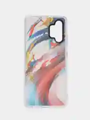 Красный чехол Samsung Galaxy A32, Самсунг Галакси А32 твердый, прозрачный, с рисунком