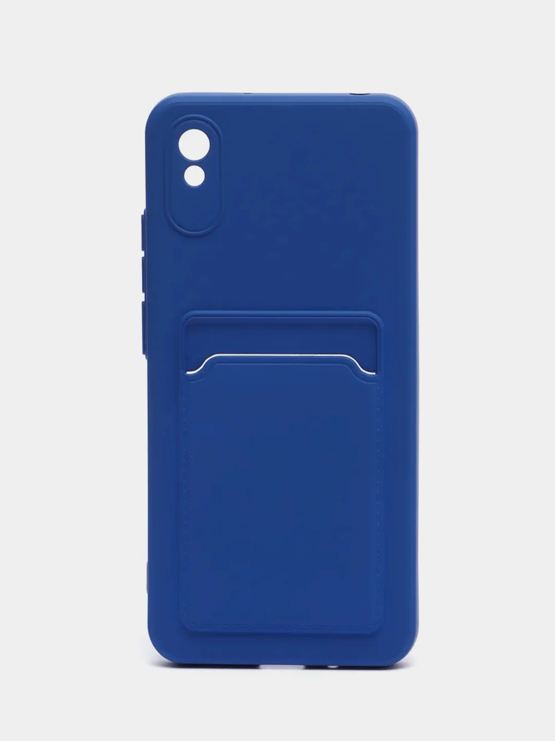 Синий чехол Xiaomi Redmi 9A, Сяоми Редми 9А, силиконовый, с карманом для карты