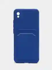 Синий чехол Xiaomi Redmi 9A, Сяоми Редми 9А, силиконовый, с карманом для карты