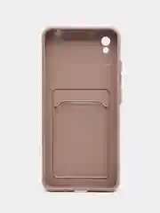 Бежевый чехол Xiaomi Redmi 9A, Сяоми Редми 9А, силиконовый, с карманом для карты