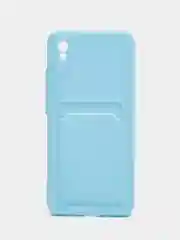 Голубой чехол Xiaomi Redmi 9A, Сяоми Редми 9А, силиконовый, с карманом для карты