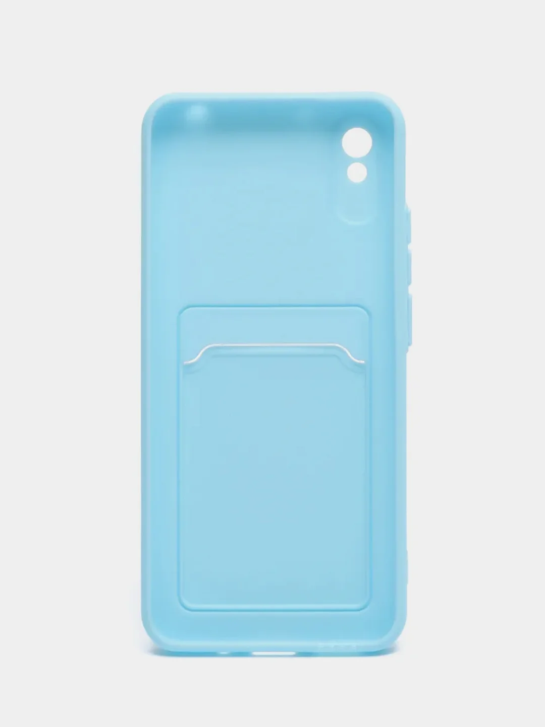 Голубой чехол Xiaomi Redmi 9A, Сяоми Редми 9А, силиконовый, с карманом для карты