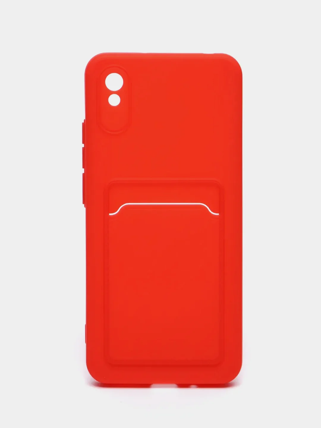 Красный чехол Xiaomi Redmi 9A, Сяоми Редми 9А, силиконовый, с карманом для карты