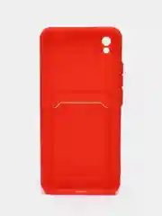 Красный чехол Xiaomi Redmi 9A, Сяоми Редми 9А, силиконовый, с карманом для карты