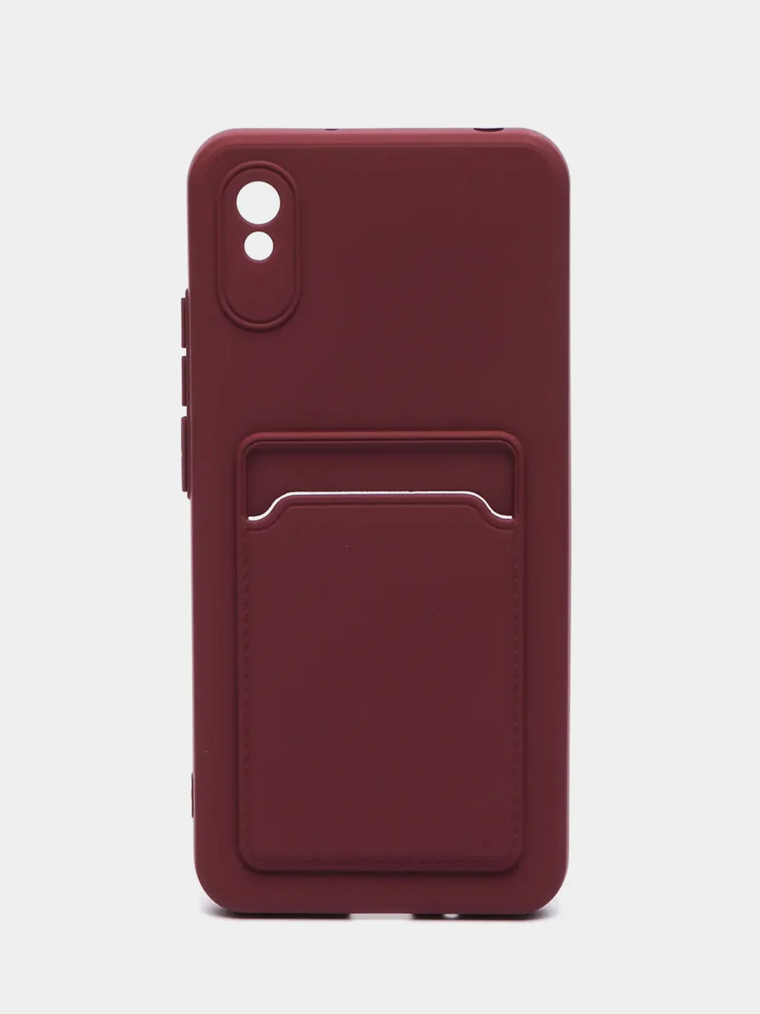 Бордовый чехол Xiaomi Redmi 9A, Сяоми Редми 9А, силиконовый, с карманом для карты