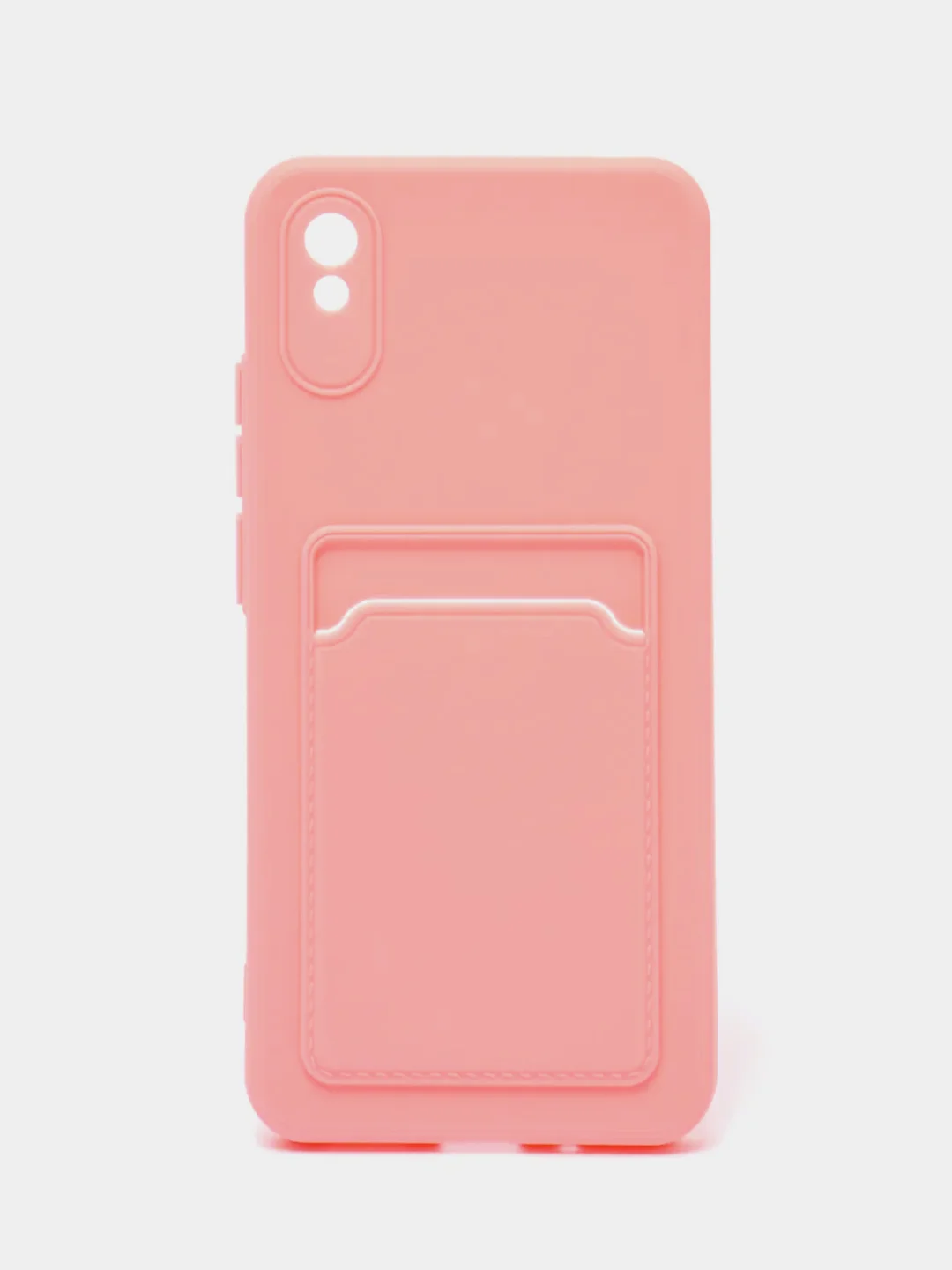 Розовый чехол Xiaomi Redmi 9A, Сяоми Редми 9А, силиконовый, с карманом для карты