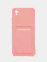 Розовый чехол Xiaomi Redmi 9A, Сяоми Редми 9А, силиконовый, с карманом для карты