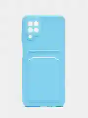 Голубой чехол Samsung Galaxy A12 / M12, силиконовый, с карманом для карты