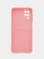 Розовый чехол Samsung Galaxy A12 / M12, силиконовый, с карманом для карты