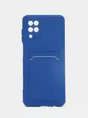 Синий чехол Samsung Galaxy A12 / M12, силиконовый, с карманом для карты