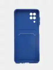 Синий чехол Samsung Galaxy A12 / M12, силиконовый, с карманом для карты
