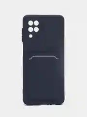 Темно-синий чехол Samsung Galaxy A12 / M12, силиконовый, с карманом для карты