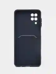 Темно-синий чехол Samsung Galaxy A12 / M12, силиконовый, с карманом для карты