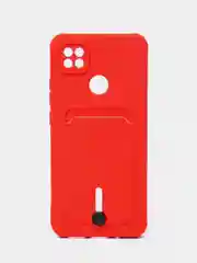 Красный чехол Xiaomi Redmi 10A / 9C, Сяоми Редми 10А / 9С, с карманом для карты, силиконовый