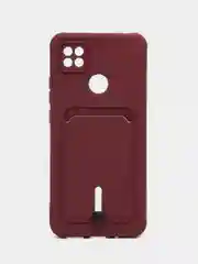 Бордовый чехол Xiaomi Redmi 10A / 9C, Сяоми Редми 10А / 9С, с карманом для карты, силиконовый