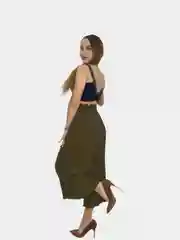 Оливковый брюки плиссированные, женские
