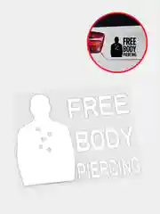 Белый наклейка на авто "Free body piercing"