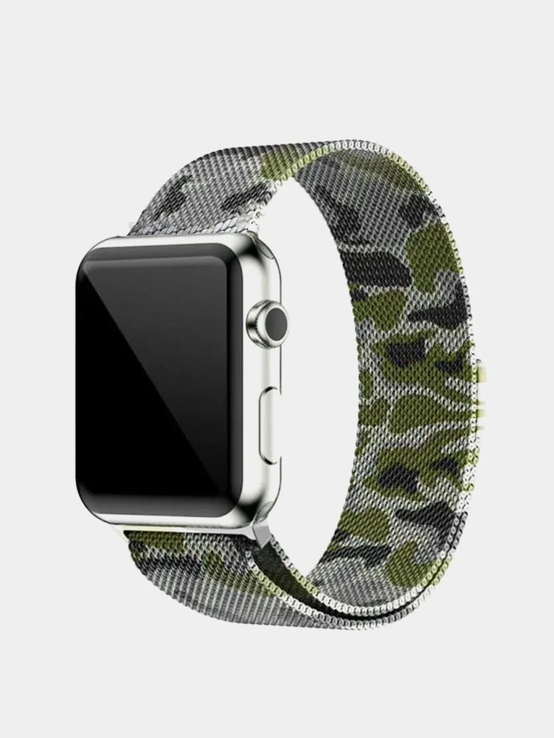 Зелёный хаки ремешок для Apple Watch "Миланская петля" 3, 4, 5, 6, 7, SE, металл