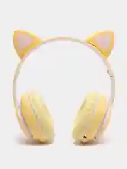 Желтый наушники беспроводные Bluetooth с кошачьими светящимися ушками