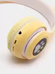Желтый наушники беспроводные Bluetooth с кошачьими светящимися ушками