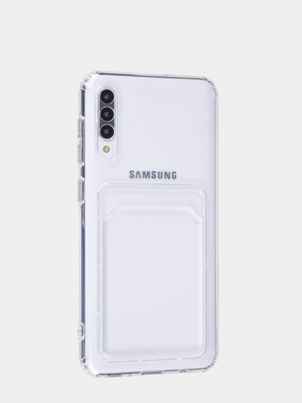Силиконовый чехол Samsung Galaxy A50, A50s, A30s (Самсунг А50, А30С) прозрачный с карманом