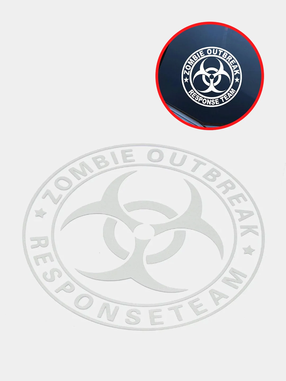 Белый наклейка на авто "Zombie outbreak responce team"