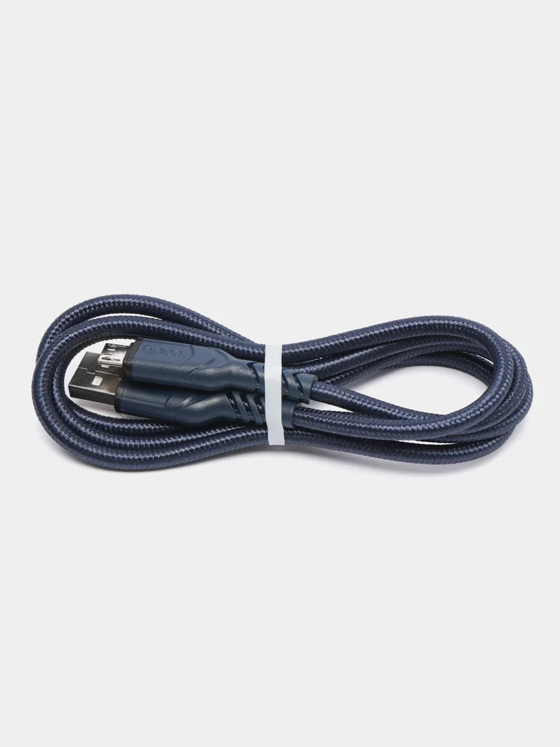 Синий кабель зарядный Hoco X59 на Type-C, Micro-USB, Lightning, антизагиб (для iPhone и Android)