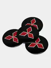 Черный наклейки на диски, колпаки Mitsubishi сферические, изогнутые, 56 мм, 4 штуки
