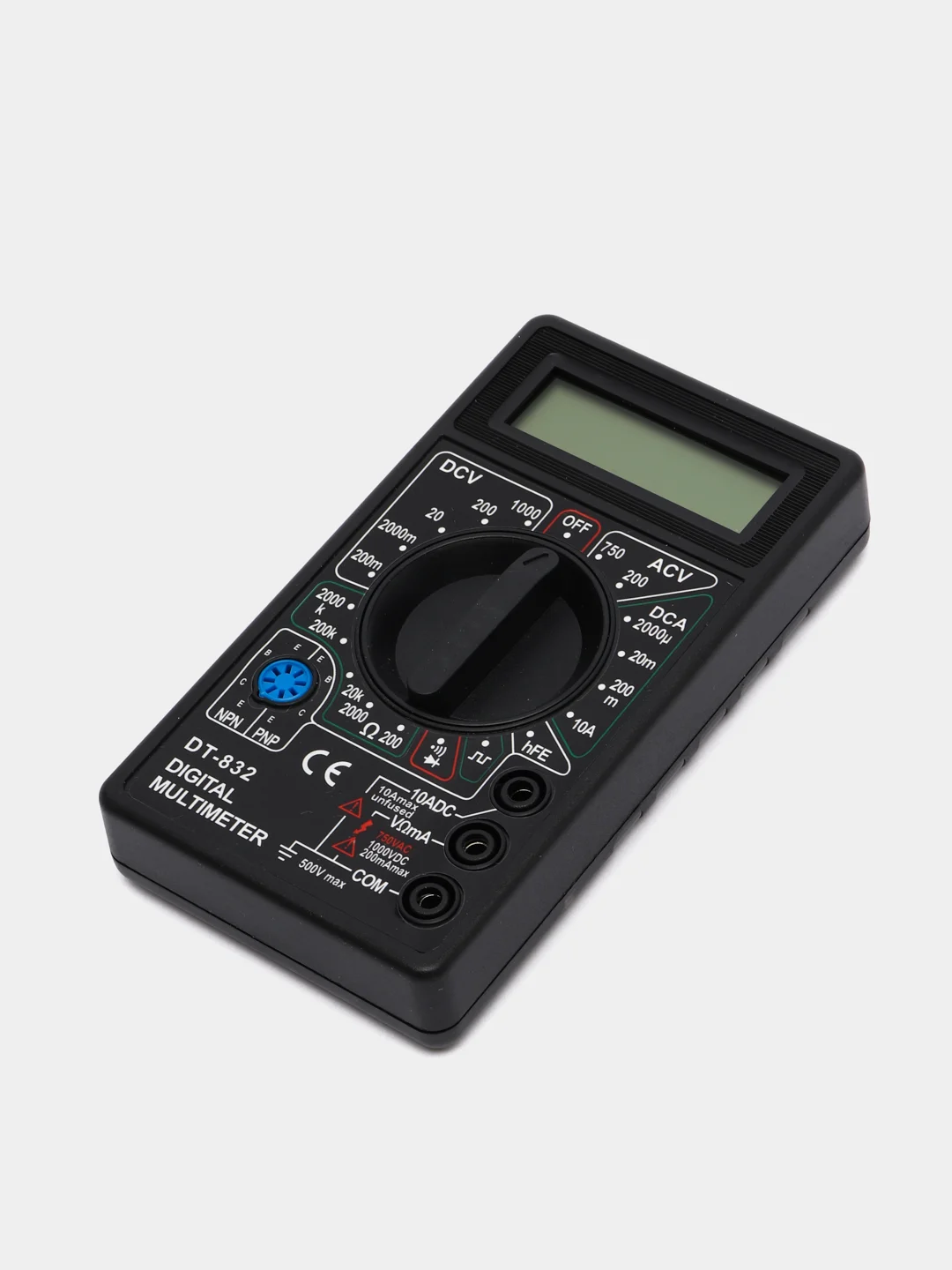Черный мультиметр цифровой DT-832 со звуковой прозвонкой, батарея питания установлена