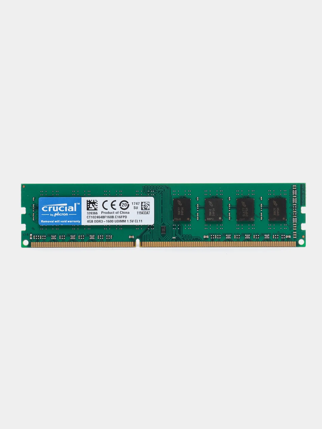 Оперативная память для компьютера CRUCIAL DDR3, 4 Гб, 1600 MHz, DIMM PC3-12800U 1x4 ГБ