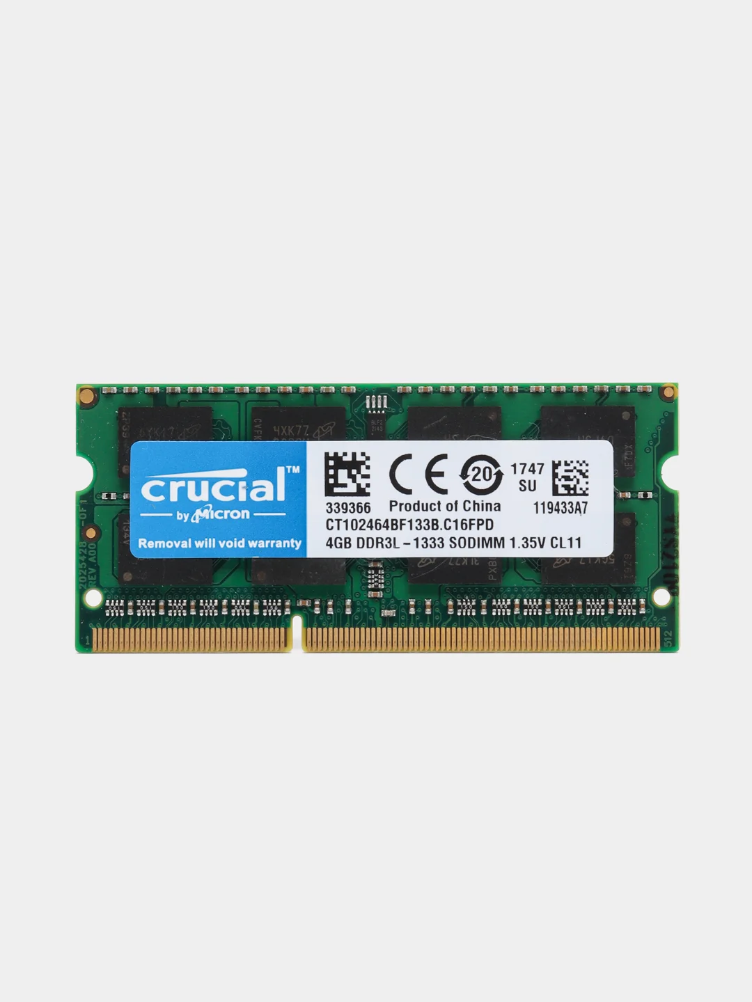 Оперативная память для ноутбука Crucial DDR3L 4 ГБ 1333 MHz SO-DIMM PC3-10600U 1 x 4 гб