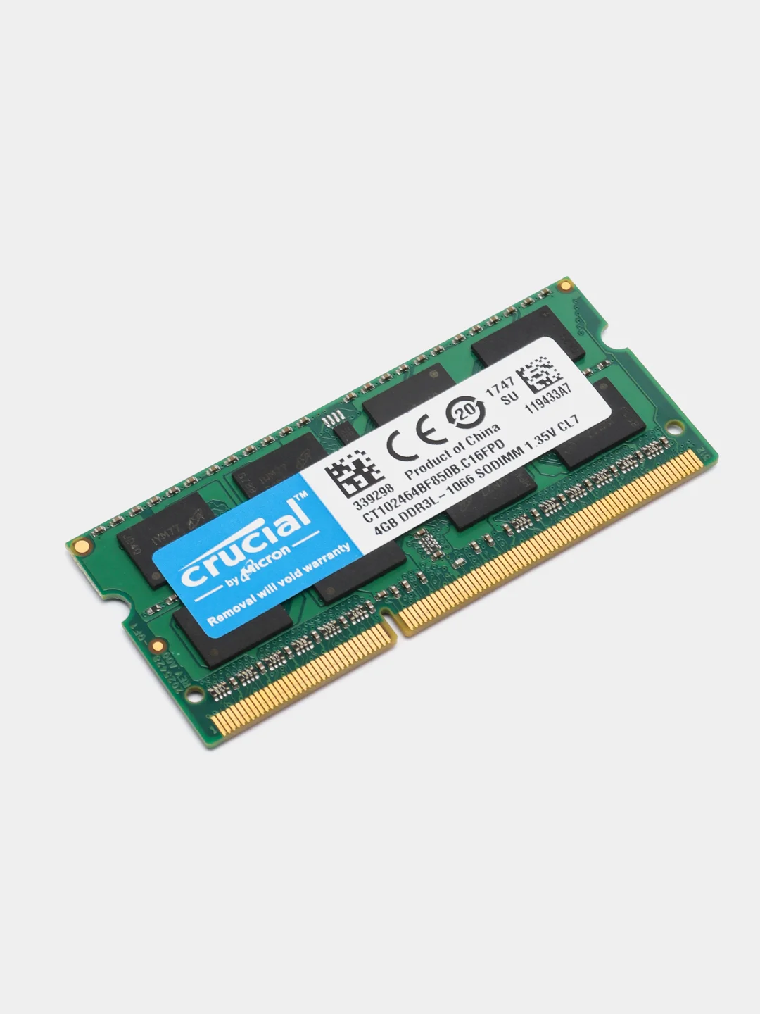 Оперативная память для ноутбука Crucial, DDR3L, 4 ГБ, 1066 MHz, SO-DIMM, PC3-8500U, 1x4 ГБ