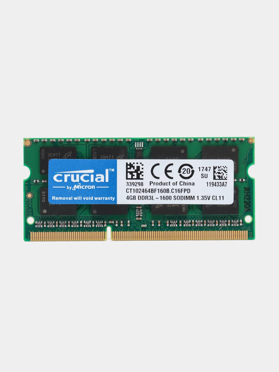 Оперативная память для ноутбука Crucial DDR3L 4 ГБ 1600 MHz SO-DIMM PC3-12800U 1 x 4 гб