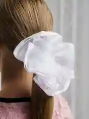 Розовый банты школьные, белые, на резинке,  на 1-е сентября