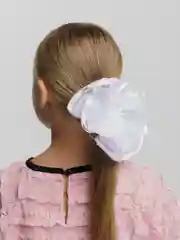 Розовый банты школьные, белые, на резинке,  на 1-е сентября