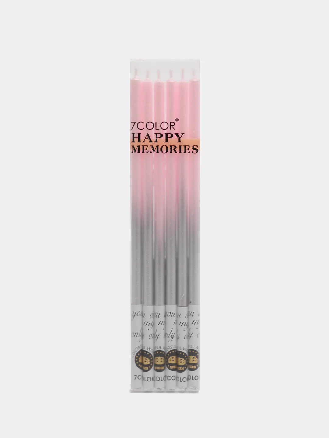 Розовый свечи для торта Happy memories, 15.5 см