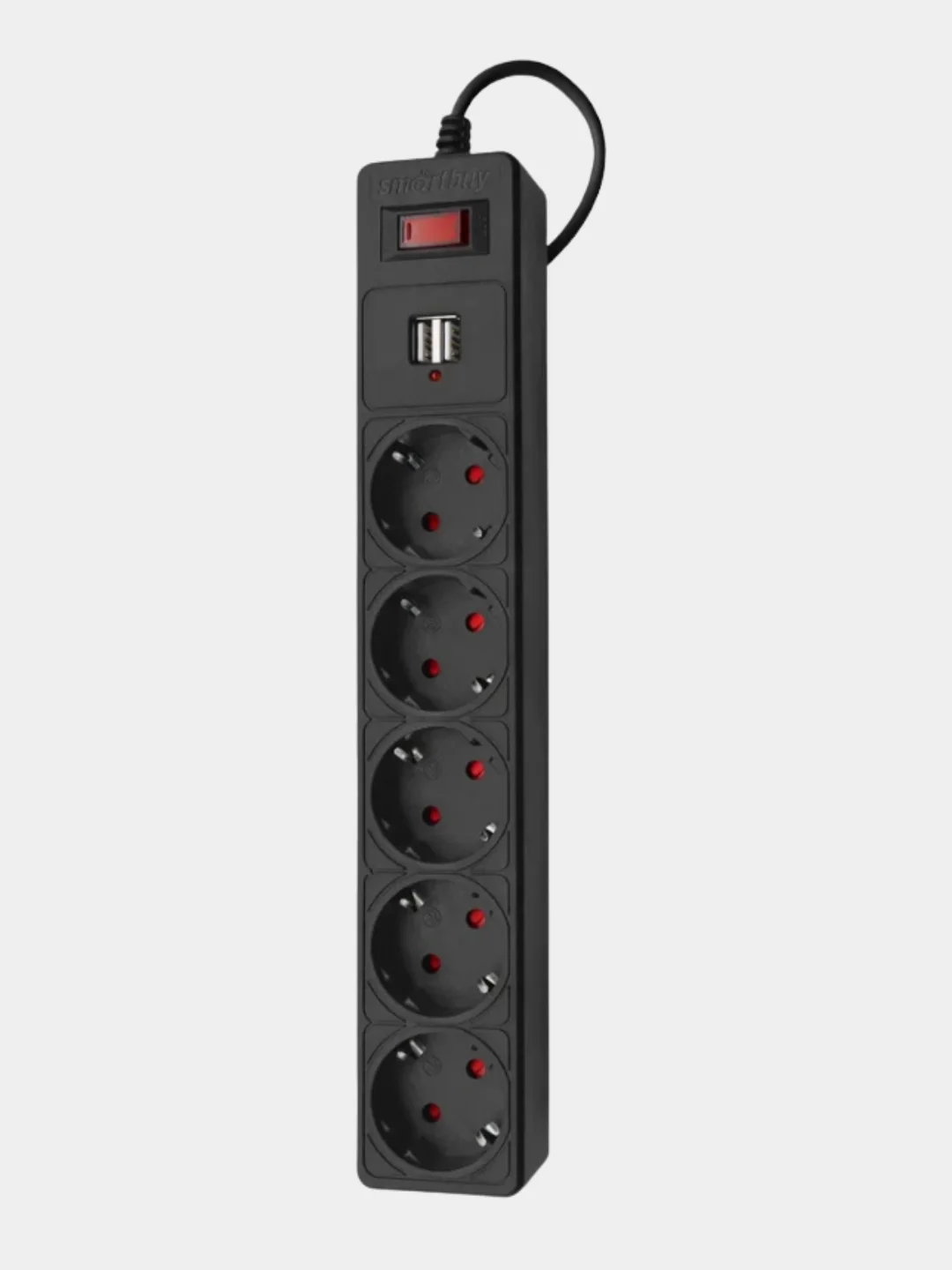 Белый сетевой фильтр, удлинитель, 2 Usb выхода 5 розеток Smartbuy